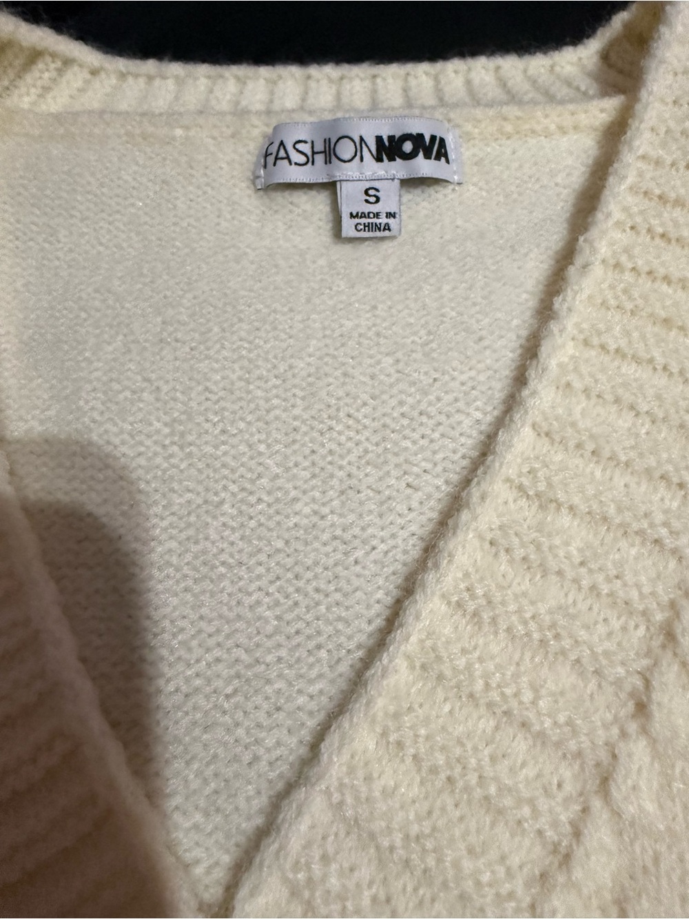Fashion Nova Cream Cable-Knit sparkly Button Skirt Set - Picture 4 of 8